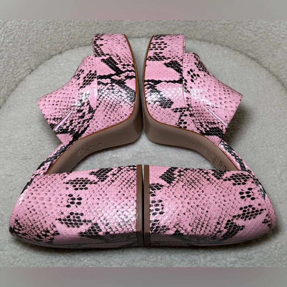 SCHUTZ Aretha snake print chunky stacked high heel platform pink black grey gray